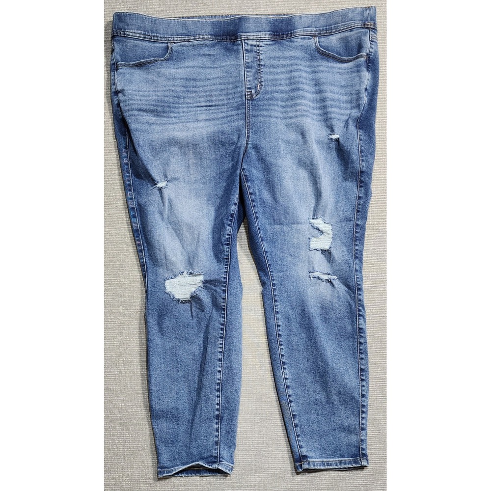 Torrid Lean Jean Super Soft Distressed‎ Jeggings Blue Medium Wash Womens 4R 4X